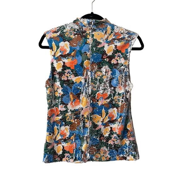 M MISSONI Reversible Sequin Floral Mockneck Top NWT Sz44‎ (US8) - Picture 4 of 6